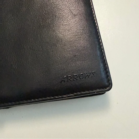 Arrows Wallet Bifold Leather Credit Card Slots Mesh ID Snap Coin Pouch Black - Picture 2 of 16